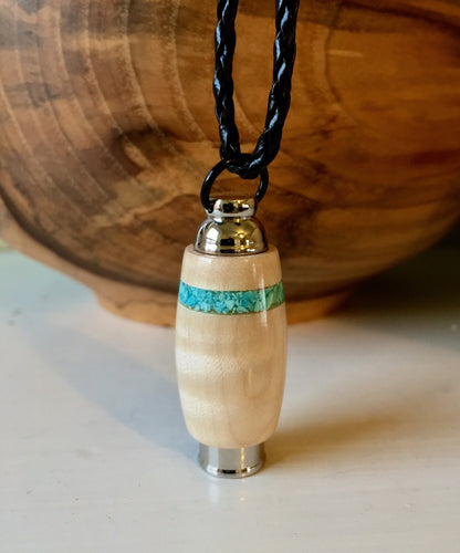 Stainless Steel & Tiger Maple With Sleeping Beauty Turquoise Inlay