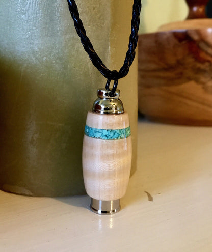 Stainless Steel & Tiger Maple With Sleeping Beauty Turquoise Inlay