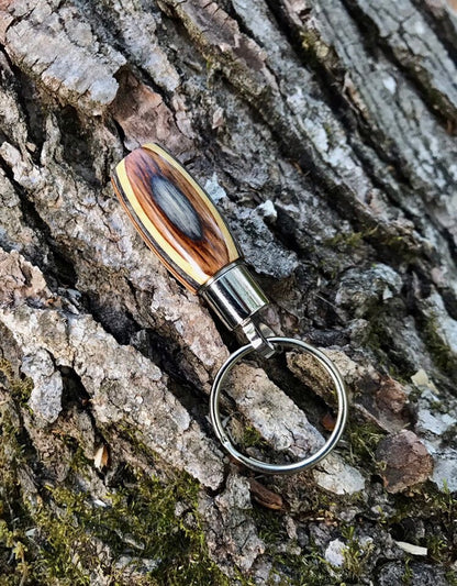 "Buckskin Camo" Cremation Urn Key Chain Stainless Steel & Laminated Wood