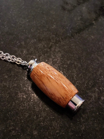 African Mahogany & Stainless Steel Cremation Pendant