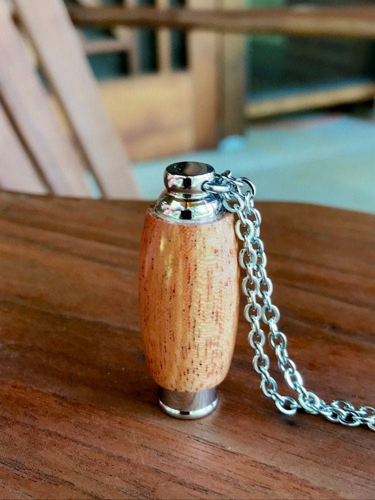 African Mahogany & Stainless Steel Cremation Pendant