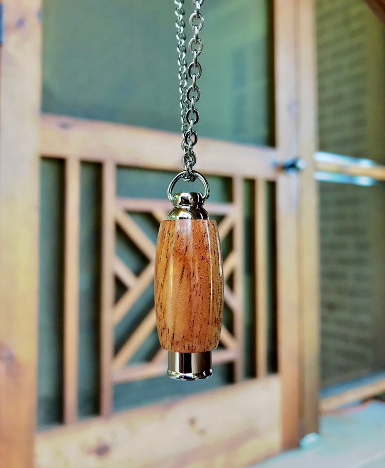 African Mahogany & Stainless Steel Cremation Pendant