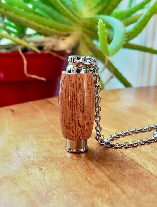 African Mahogany & Stainless Steel Cremation Pendant