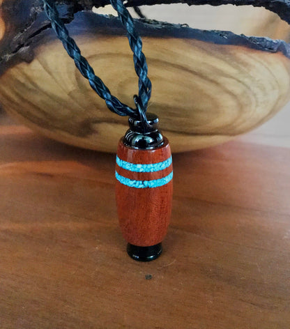 Blood Wood & Black Stainless Steel With Two Sleeping Beauty Turquoise Inlays