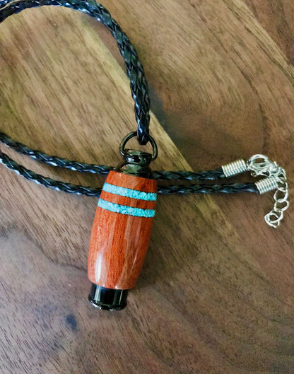 Blood Wood & Black Stainless Steel With Two Sleeping Beauty Turquoise Inlays