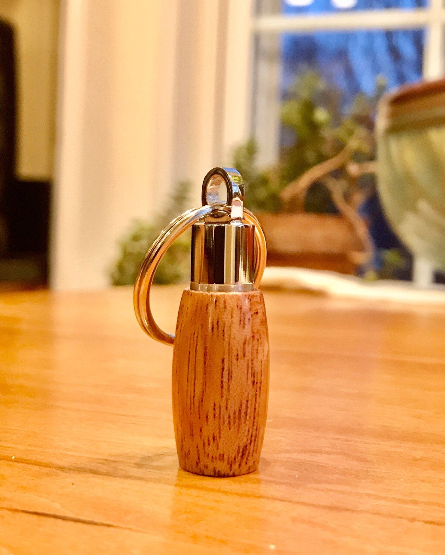 African Mahogany & Stainless Steel Cremation Urn Pendant