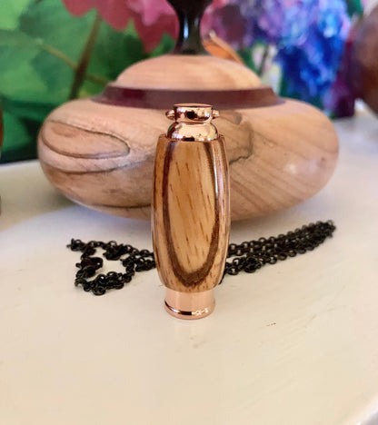 Zebra Wood & Rose Gold Stainless Steel Urn