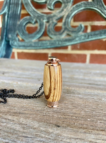 Zebra Wood & Rose Gold Stainless Steel Urn