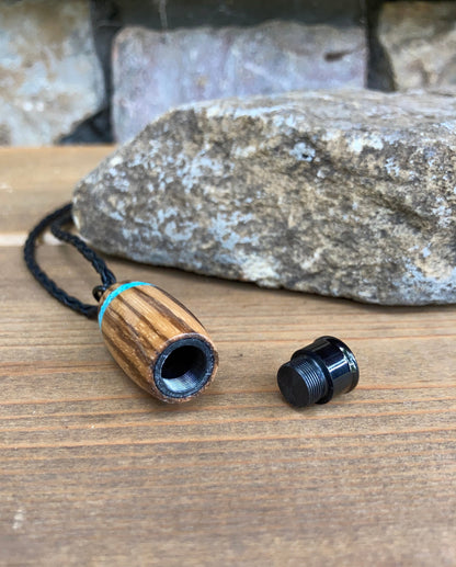 Black Stainless Steel & Bocote With Sleeping Beauty Turquoise Inlay