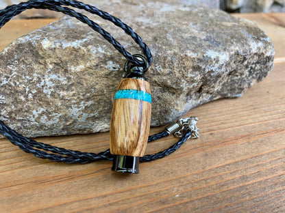 Black Stainless Steel & Bocote With Sleeping Beauty Turquoise Inlay