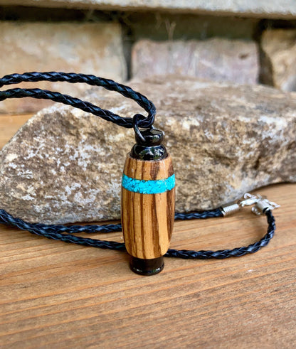 Black Stainless Steel & Bocote With Sleeping Beauty Turquoise Inlay