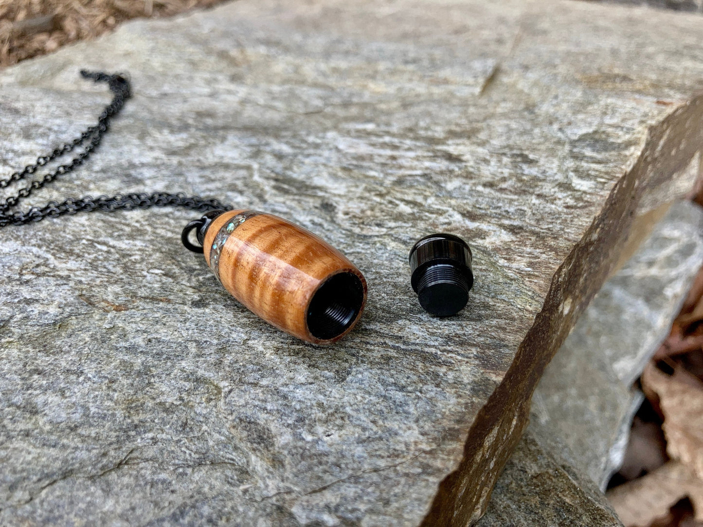 "Pacific Tranquility" Hawaiian Koa Cremation Pendant & Abalone Shell Inlay