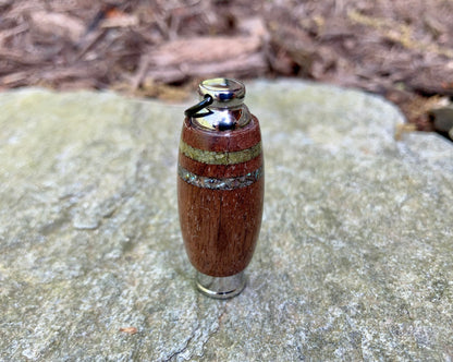 Black Walnut & Stainless Steel With Green Opal Stone and Abalone Shell Inlays