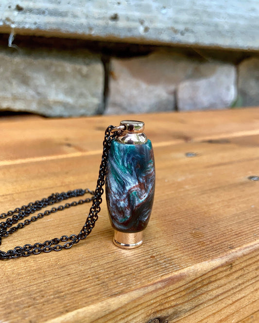 Copper Mountain Acrylic Resin & Rose Gold Stainless Steel Waterproof Cremation Urn Jewelry