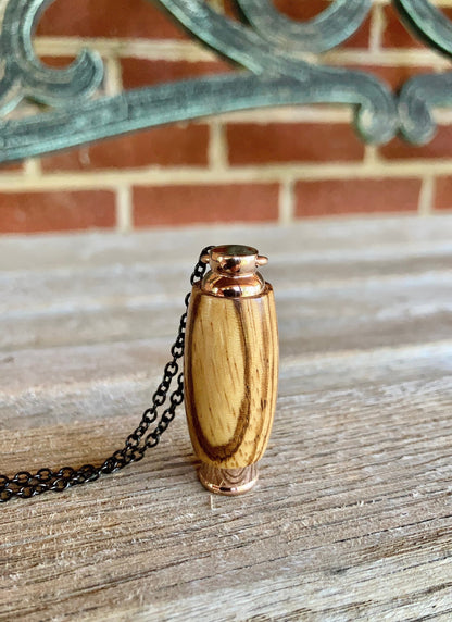 Zebra Wood & Rose Gold Stainless Steel Urn