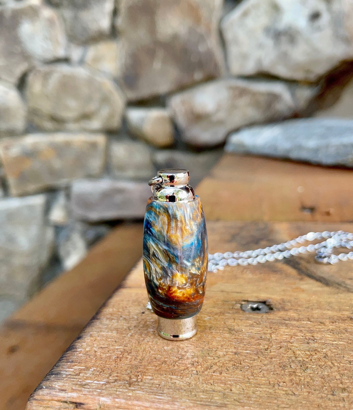 "Starry Night" Cremation Pendant Urn Acrylic Resin & Stainless Steel